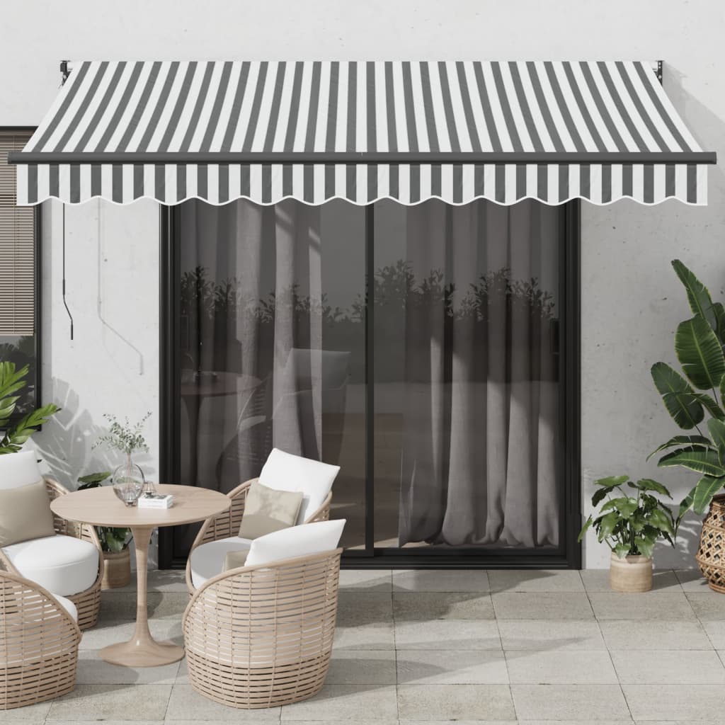 Toldo retráctil aluminio y tela antracita y blanco 3,5x2,5 m vidaxl