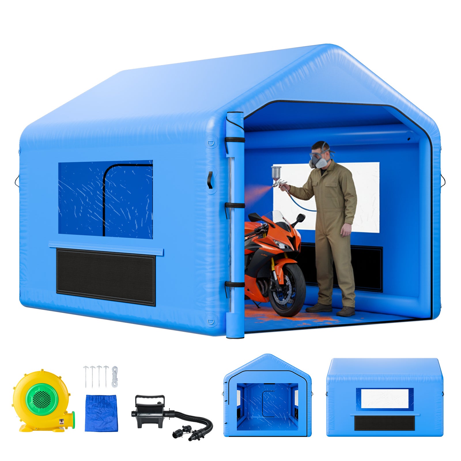 Kabina lakiernicza nadmuchiwana VEVOR PVC z filtrem dmuchawa 750 W namiot do malowania samochodu