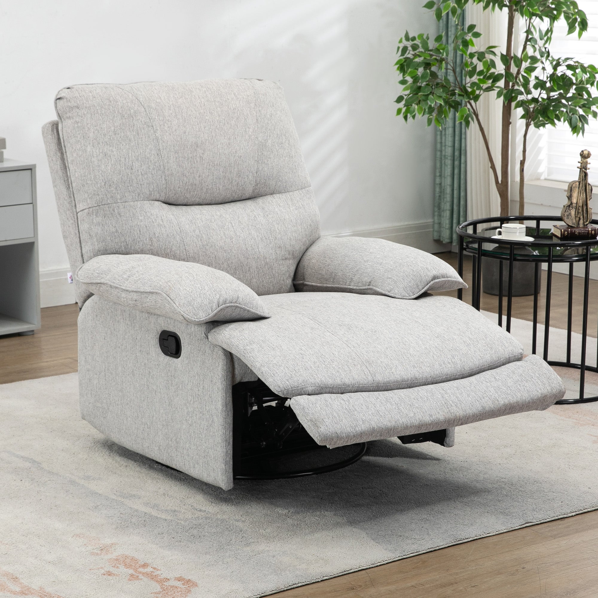 Fauteuil inclinable avec repose-pieds, supporte jusqu'à 160 kg, 89 x 98 x 101 cm, gris clair - 8