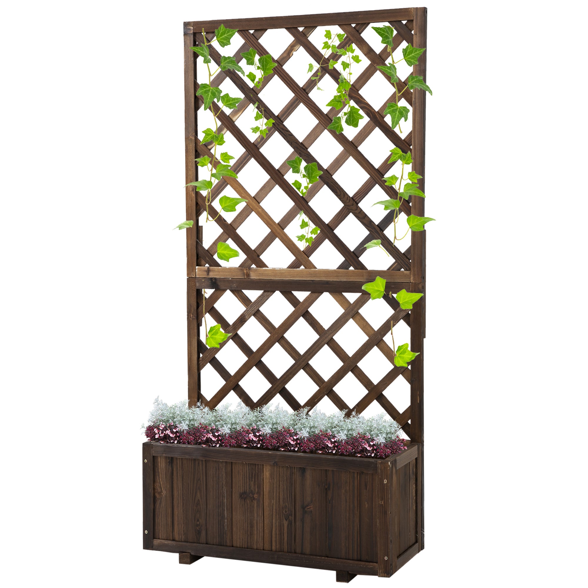 Fioriera Con Traliccio Antracite 80cm: Vaso Con Pergola Per Pomodori, Cetrioli E Piante Rampicanti
