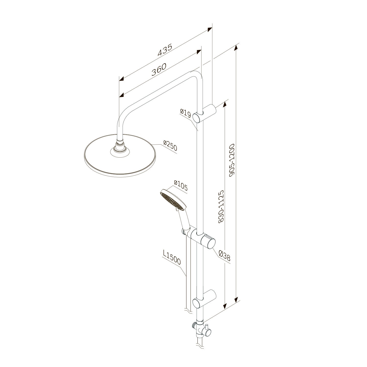 Colonne de douche et bain baignoire sans robinetterie Noir Play F078Y022 AM.PM - 11