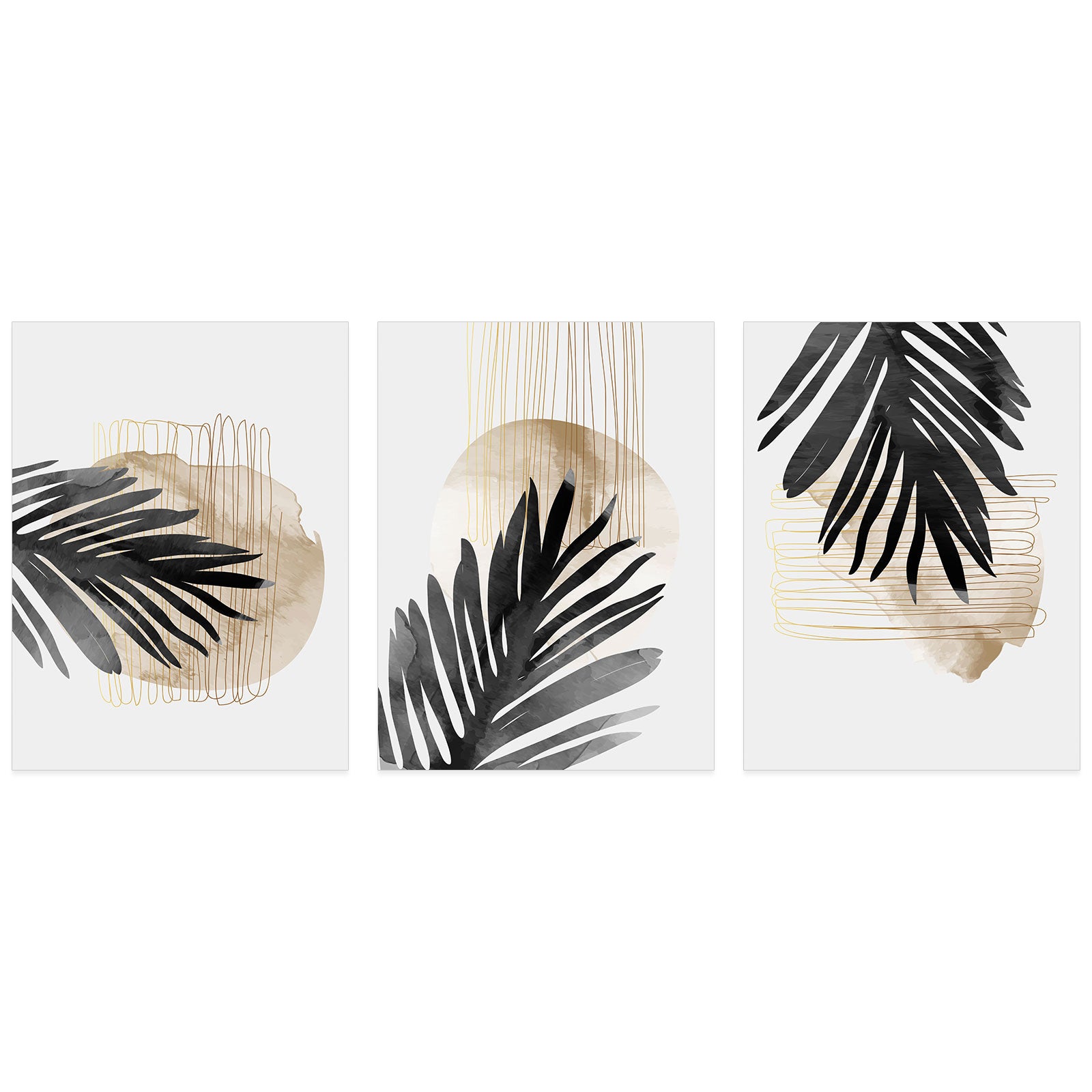 Lot de 3 Affiches / Posters Triptyque - Feuilles 3617689993768 - Bordure noire - 3 Affiches - 21x29,7 cm (Cadres non fournis) - 2