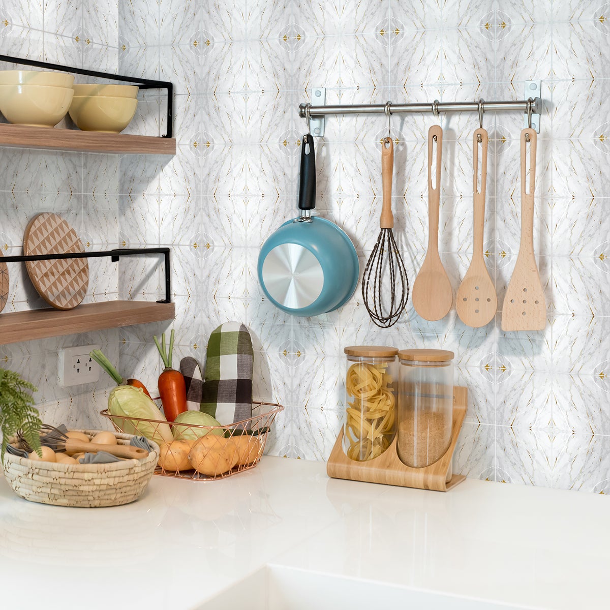 24 vinilos elegante efecto de mármol dorado - adhesivo de pared - revestimiento sticker mural decorativo - 24stickers20x20cm