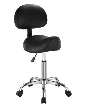 Lotz Sgabello Da Lavoro Stabilith Regolabile In Altezza 52-72 Cm - Con Schienale, Ruote E Sedile Nero In PP - 2