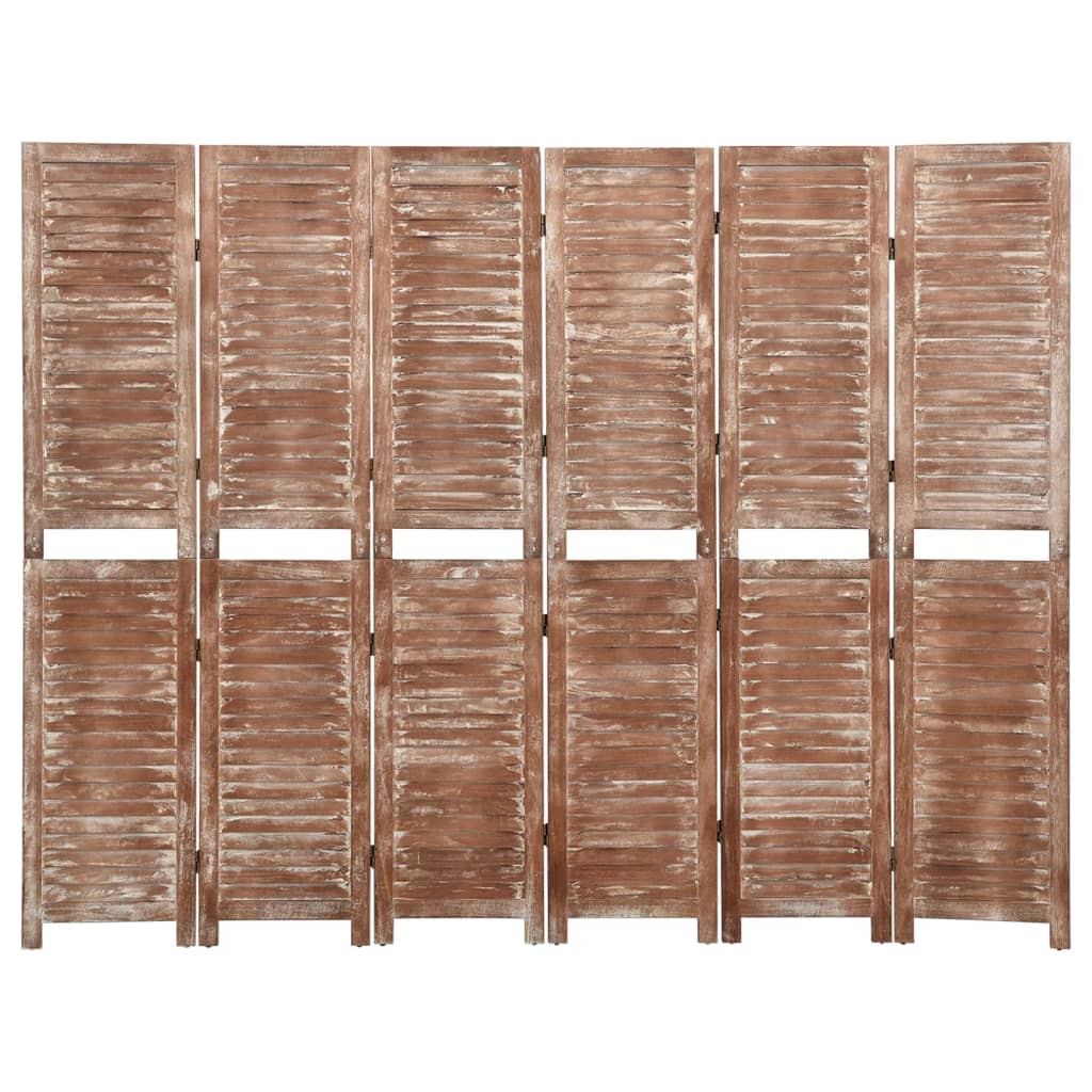 Paravento Divisorio 4 Pannelli – Legno Paulonia E Metallo, Effetto Persiane, 160x170cm