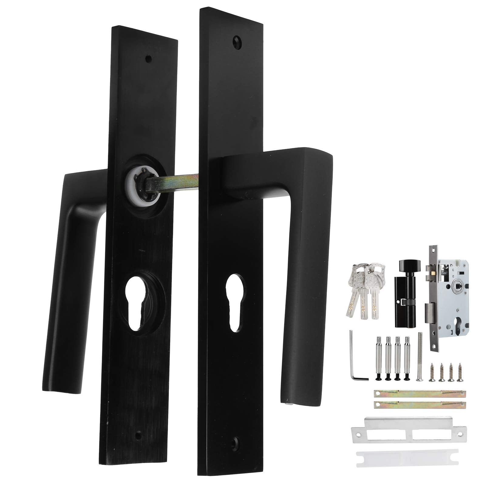 Maniglia Per Porta D'ingresso SET 68mm Con Defender Integrato, Alluminio Satinato, Apertura - Foto 4