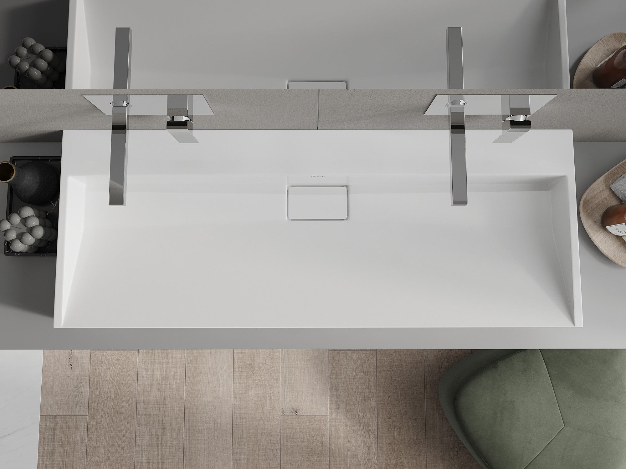 Mexen Ava lavabo de comptoir en conglomérat sans trou 120 x 46 cm, Blanc - 23011200 - 4