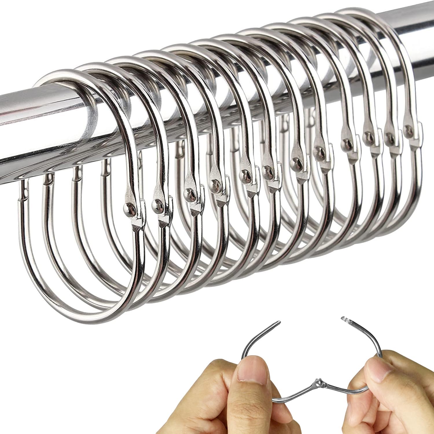 Ganci Per Tende Da Doccia Anelli Nel Metallo Bagno Set Di 12 Neri