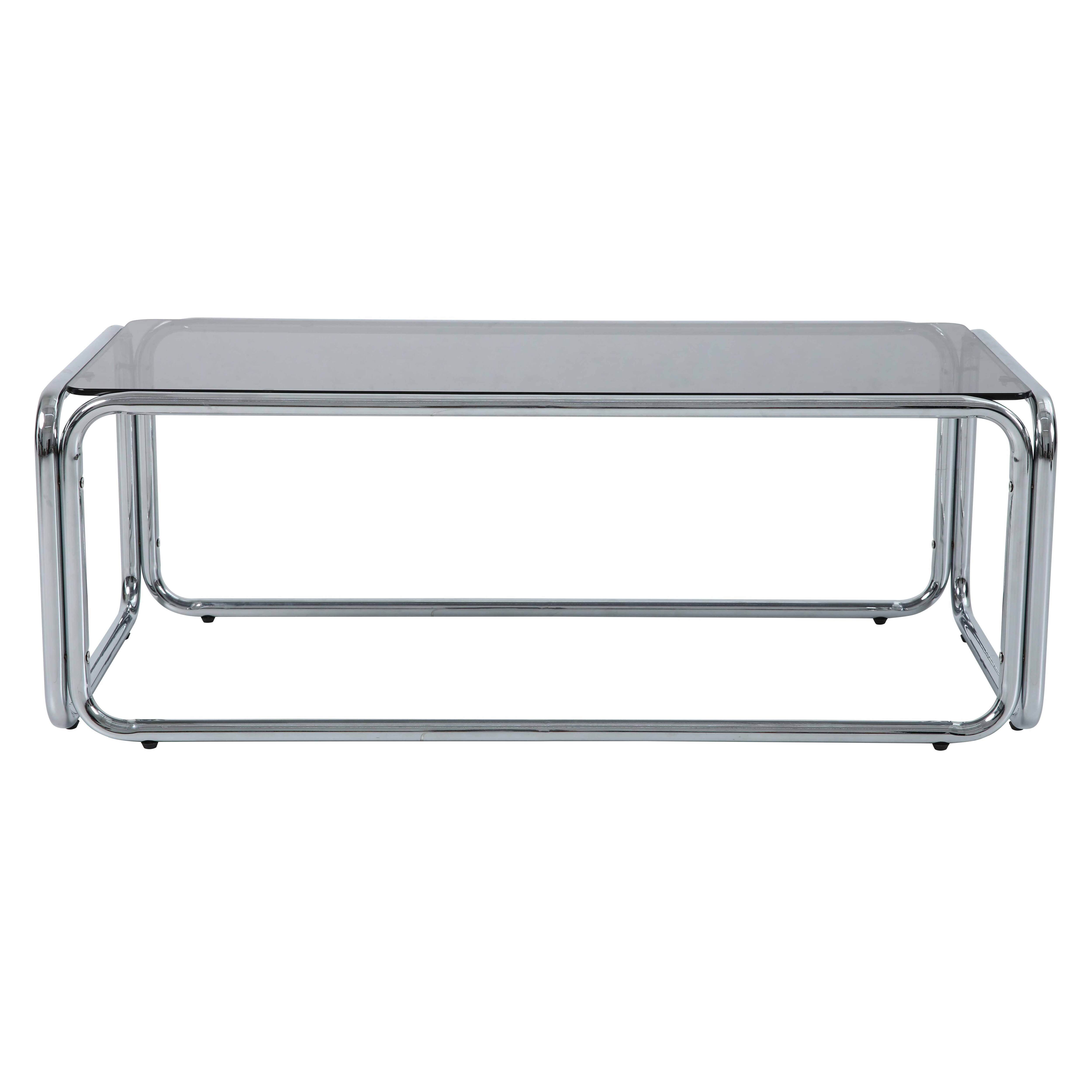 Table basse rectangulaire L110 cm en métal et verre trempé noir - 6