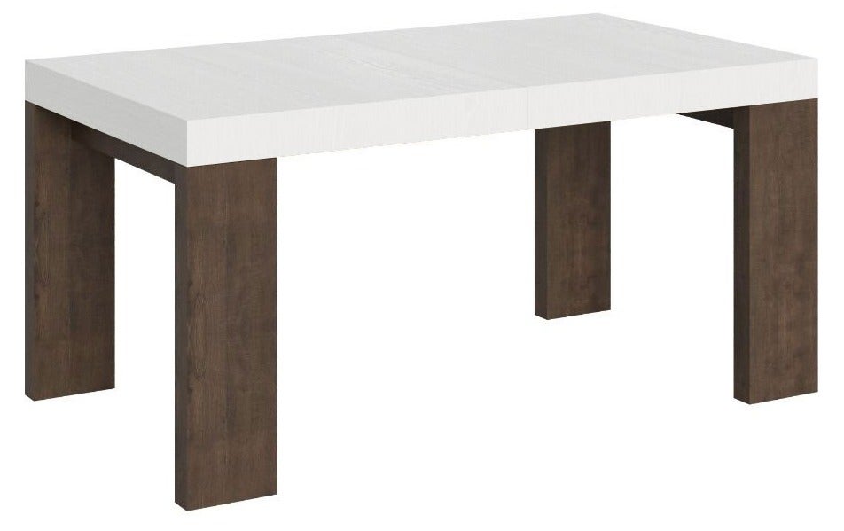 Table rectangulaire extensible blanche et bois noyer 160 à 420cm Ribo ...