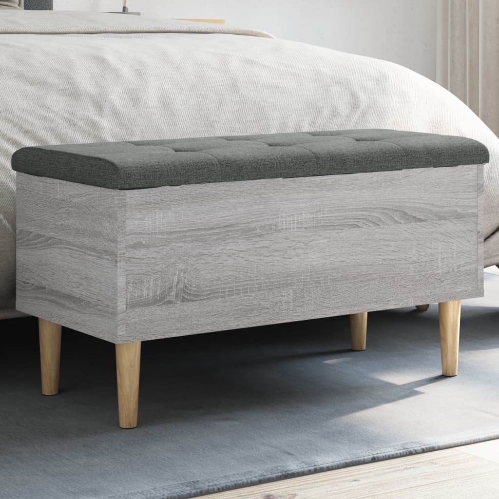 Banco interior | banco con almacenaje madera ingeniería gris sonoma 82x42x46 cm cfw65719