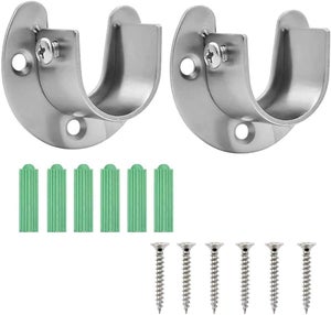 DEANKEJI Lot De 2 Supports Tringle Penderie 32 Mm – Acier Inox Argent, Fixation Robuste Pour Barre Vêtements