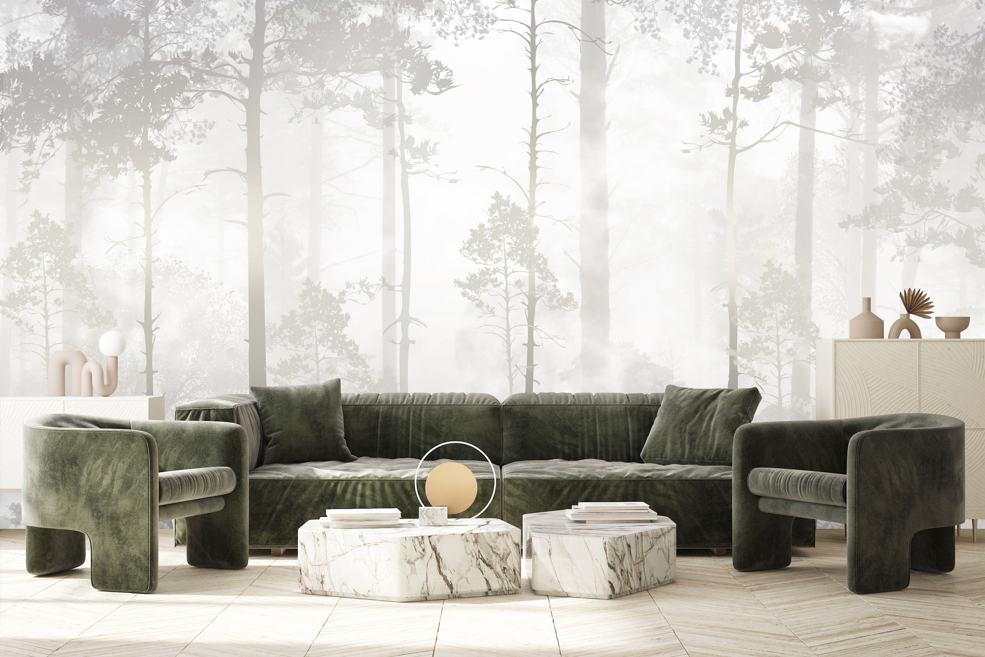 Vlieseline Papel Pintado Fotografia Para Habitación FOREST Trees Vintage Style 360cm x 240cm - 5
