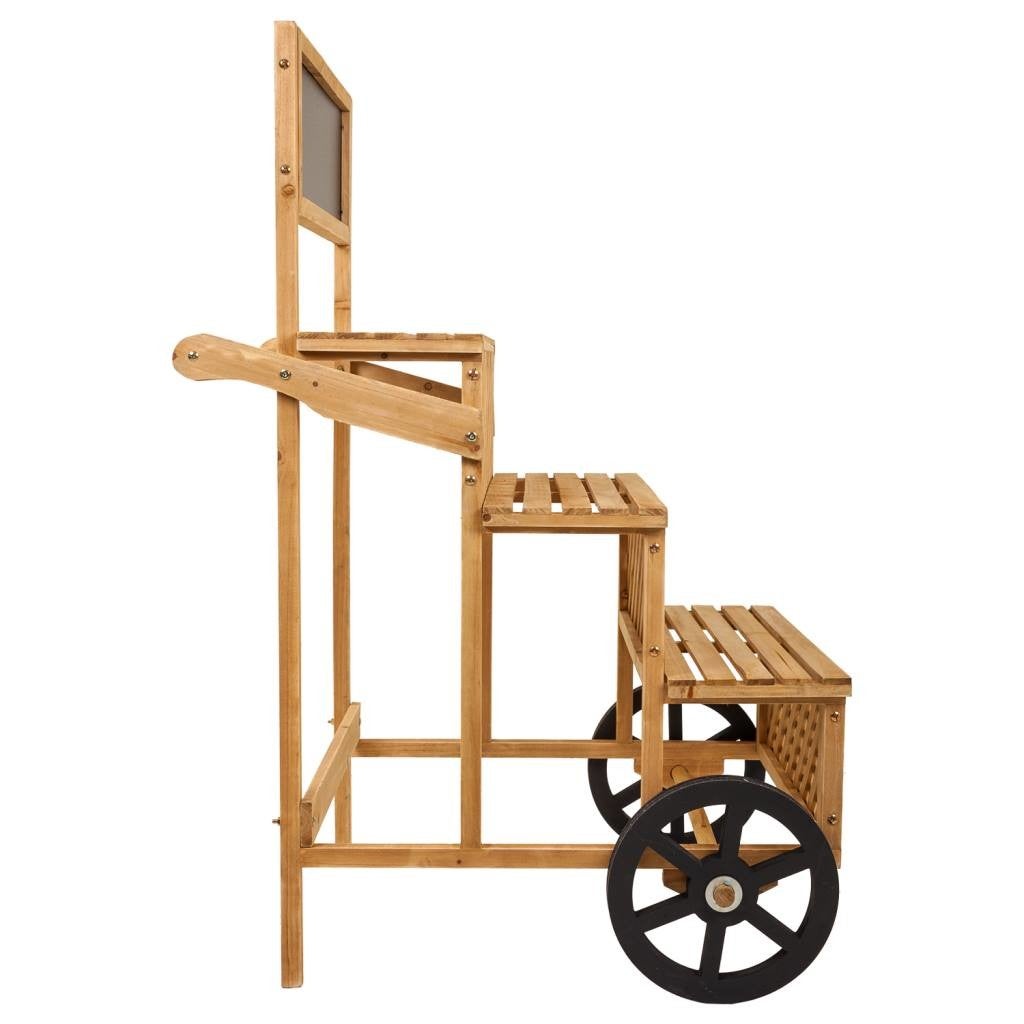 Chariot présentoir en bois marron avec ardoise 70x71x116h - 3