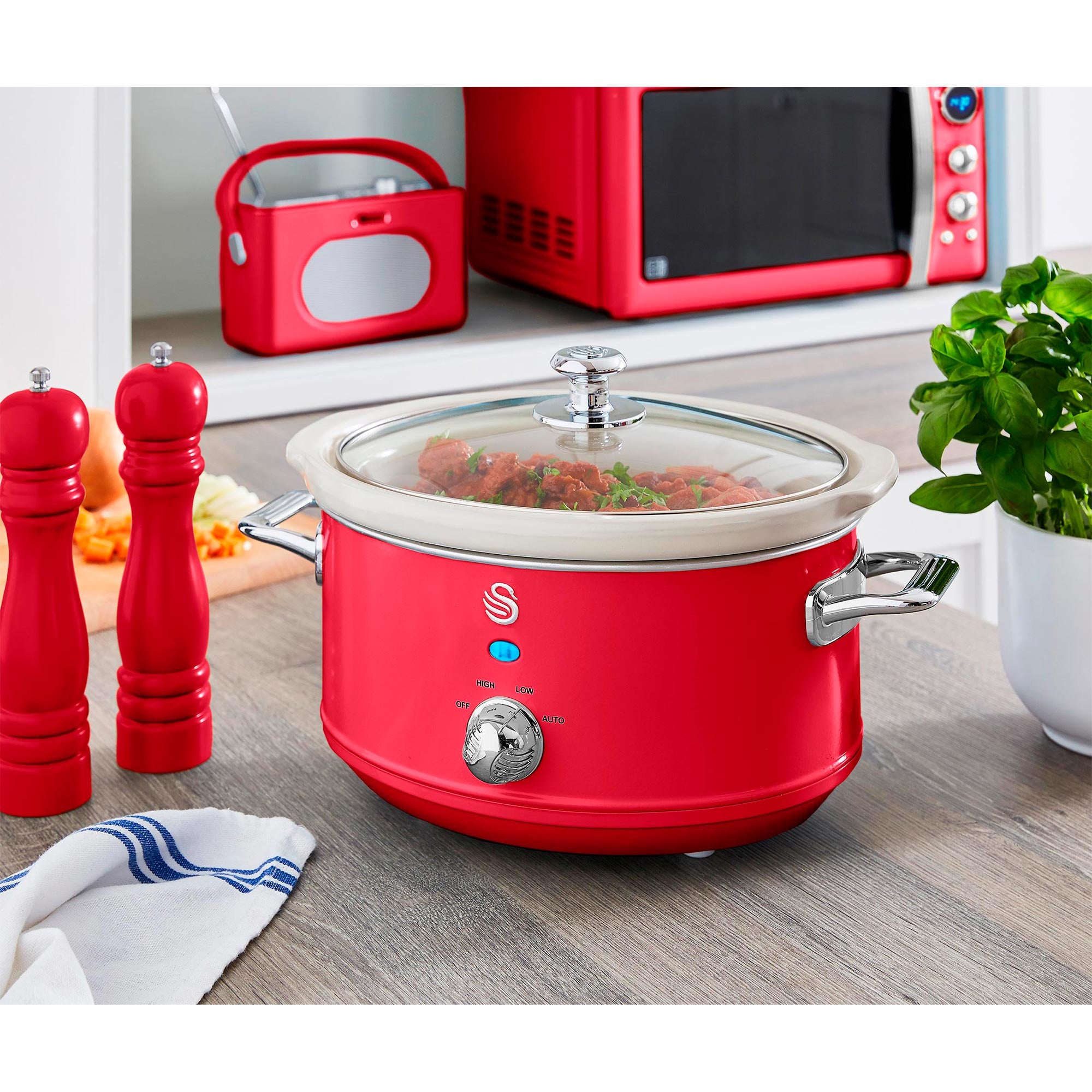 Mijoteuse Rétro SWAN 3,5L - Blanc - 200W - Cuisson Lente Vintage - Garantie 3 Ans