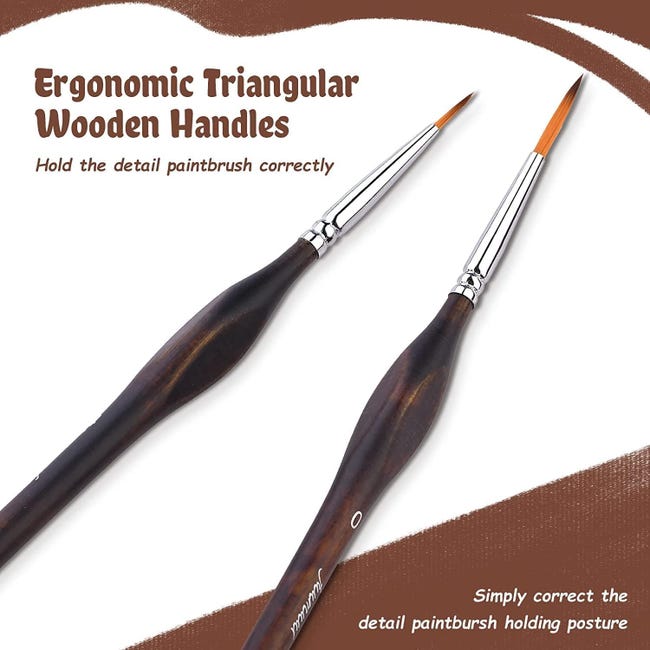 Set Di 11 Pennelli Neri Per Dettaglio - Per Acquerello, Acrilico, Modellismo, Nail Art E Pittura Con I Numeri, Con Setole Sintetiche Elastiche