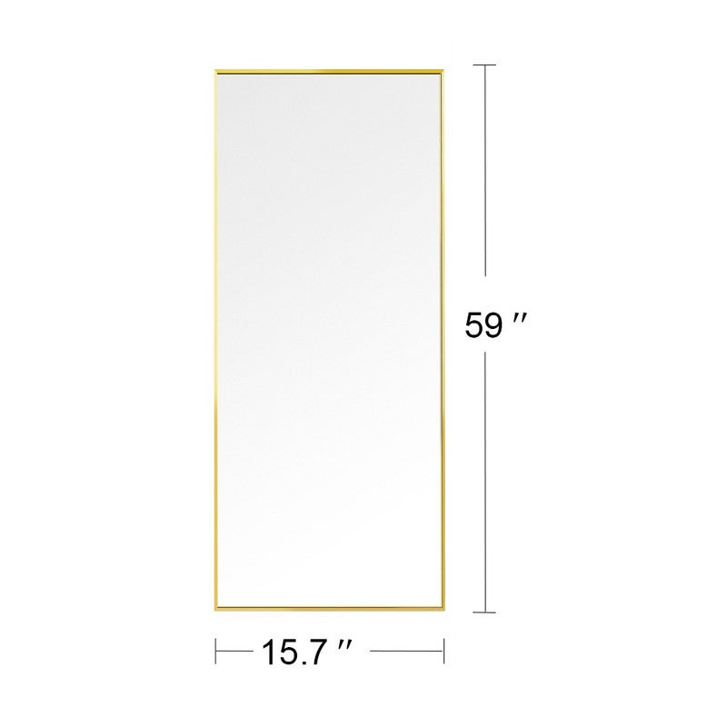 Miroir sur pied, Miroir chambre, Miroir mural, 150x40cm, Il peut être suspendu, placé verticalement ou contre un mur, Miroir mural rectangulaire, Doré - 4