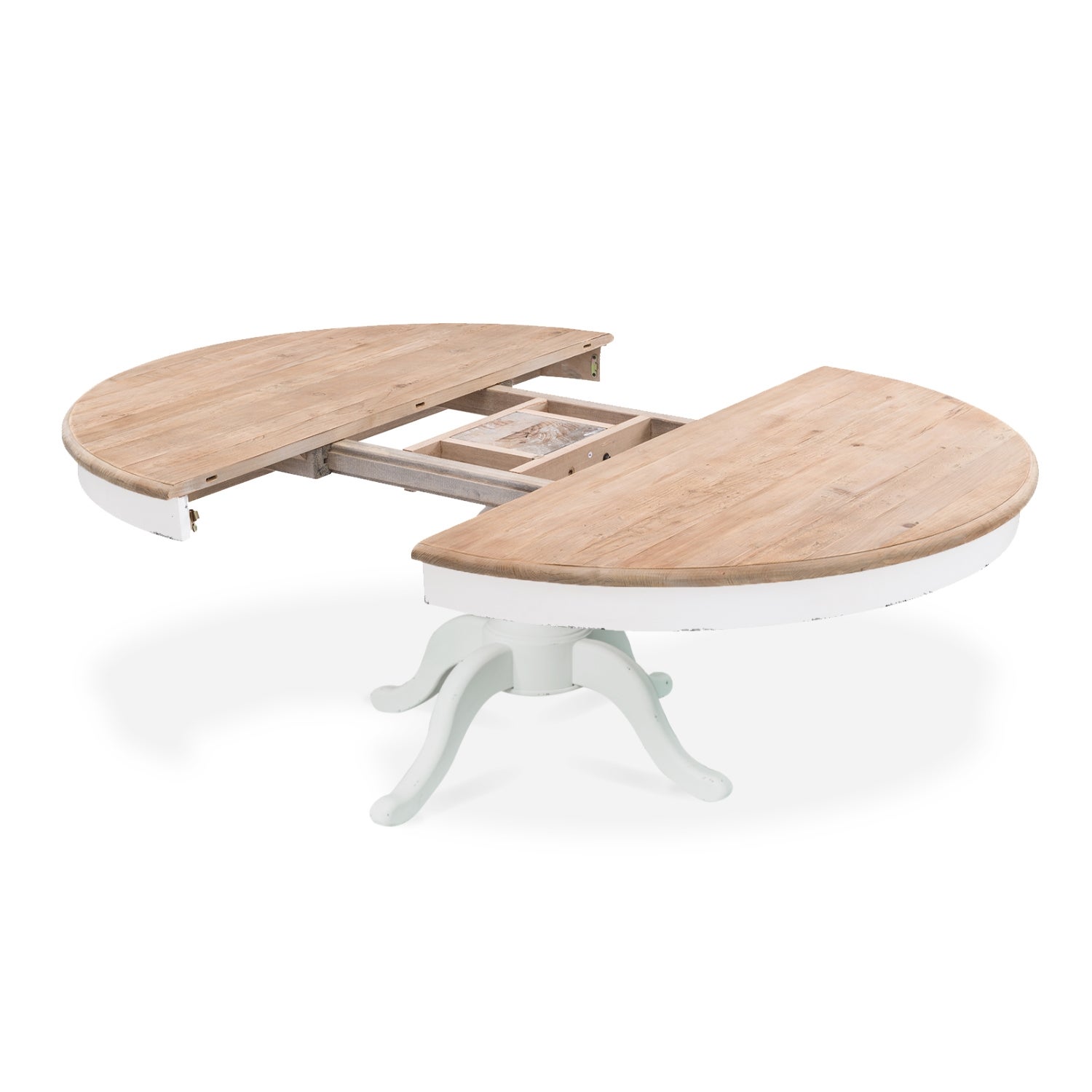 Table ronde extensible en bois massif SIDONIE blanc - 2