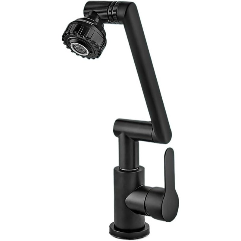 Obrotowy kran umywalkowy - odpowiedni do szafek podumywalkowych, zlewów, umywalek i kamperów, bez orurowania - 1 szt., czarny