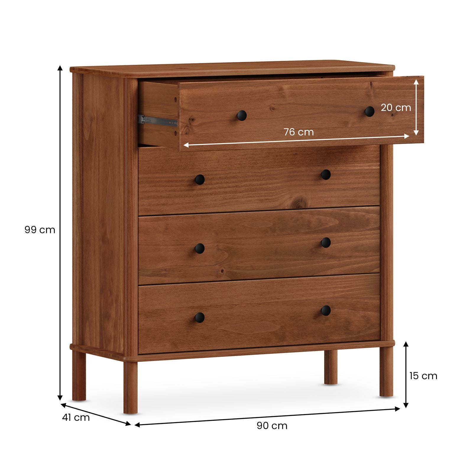 Commode APOANA 4 tiroirs en bois massif - Coloris châtaignier - 8