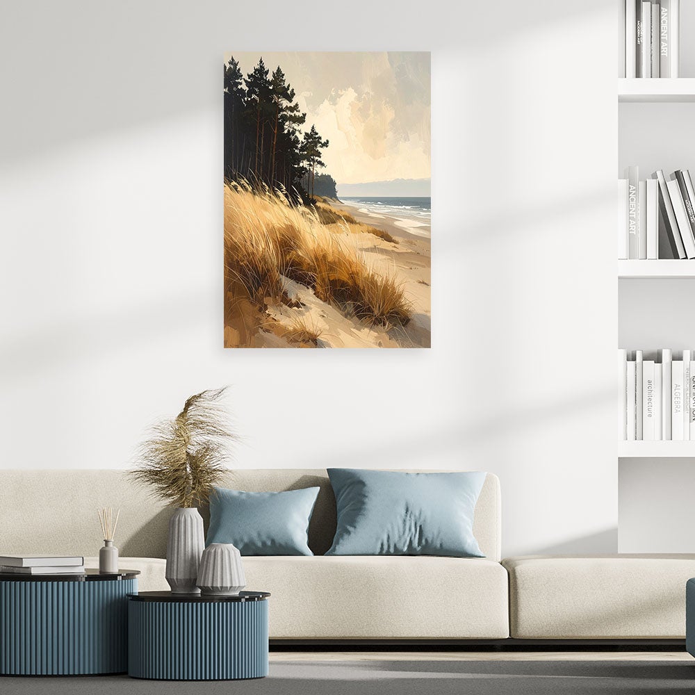 Obraz do salonu sypialni biura, Widok Plaża z Wydmami nad Morzem 60x90 - 2