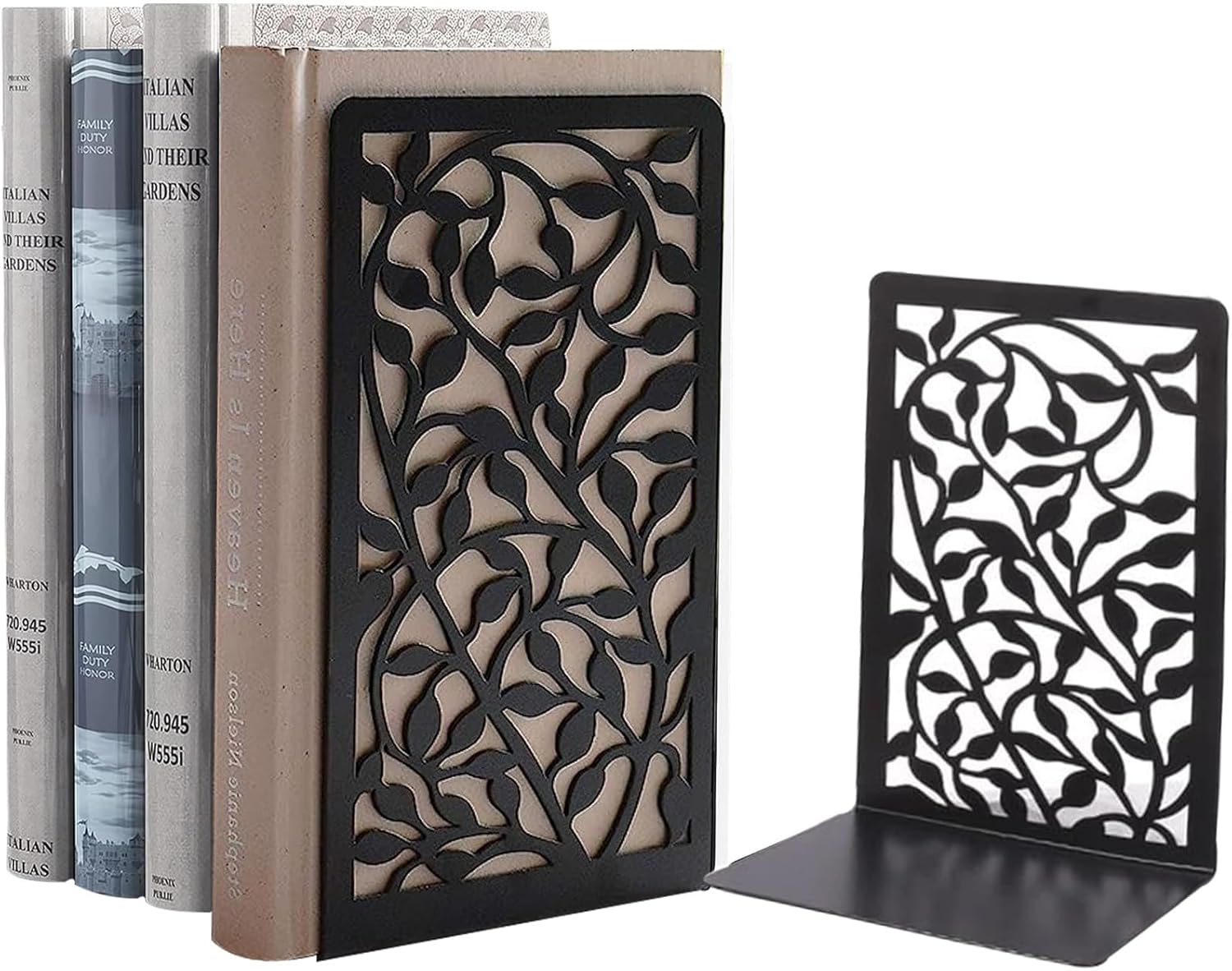 Metalowe podpórki do książek – czarne, odporne na zarysowania przekładki do książek do biura, domu,księgarni i biblioteki, 1 para, 12 x 9,5 x 17 cm