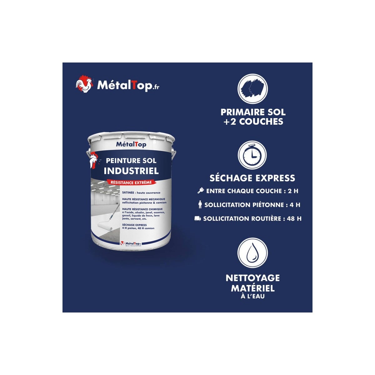 Peinture Sol Industriel - Vert menthe - RAL 6029 - 15 L - Métaltop - 4