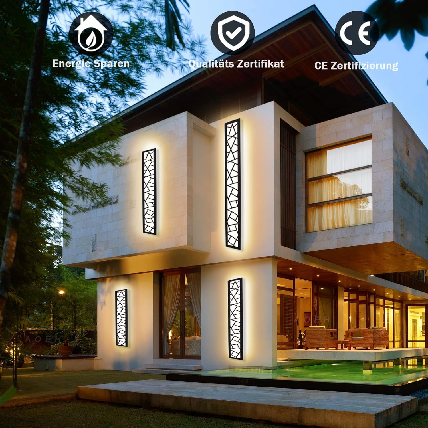 Applique murale d'extérieur LED noire, éclairage de jardin moderne, 20 W, étanche IP65, 3&nbsp;000 K, longueur 60 cm - 3