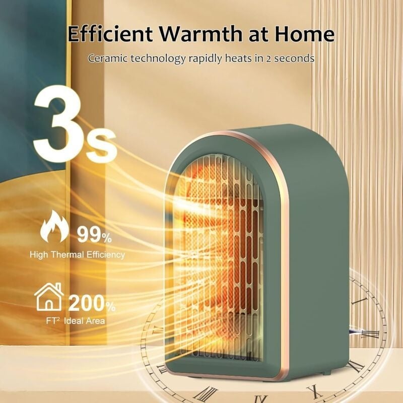 Przenośny grzejnik elektryczny, mały termowentylator, energooszczędna grzałka ceramiczna PTC, cichy grzejnik kinetyczny 1200W/800W