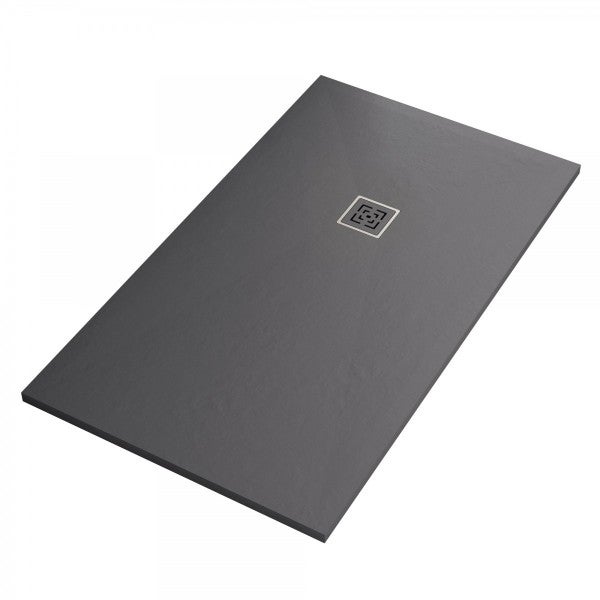 Piatto doccia mineralmarmo roma con griglia in tinta colore antracite, dimensioni 80x90 - 4