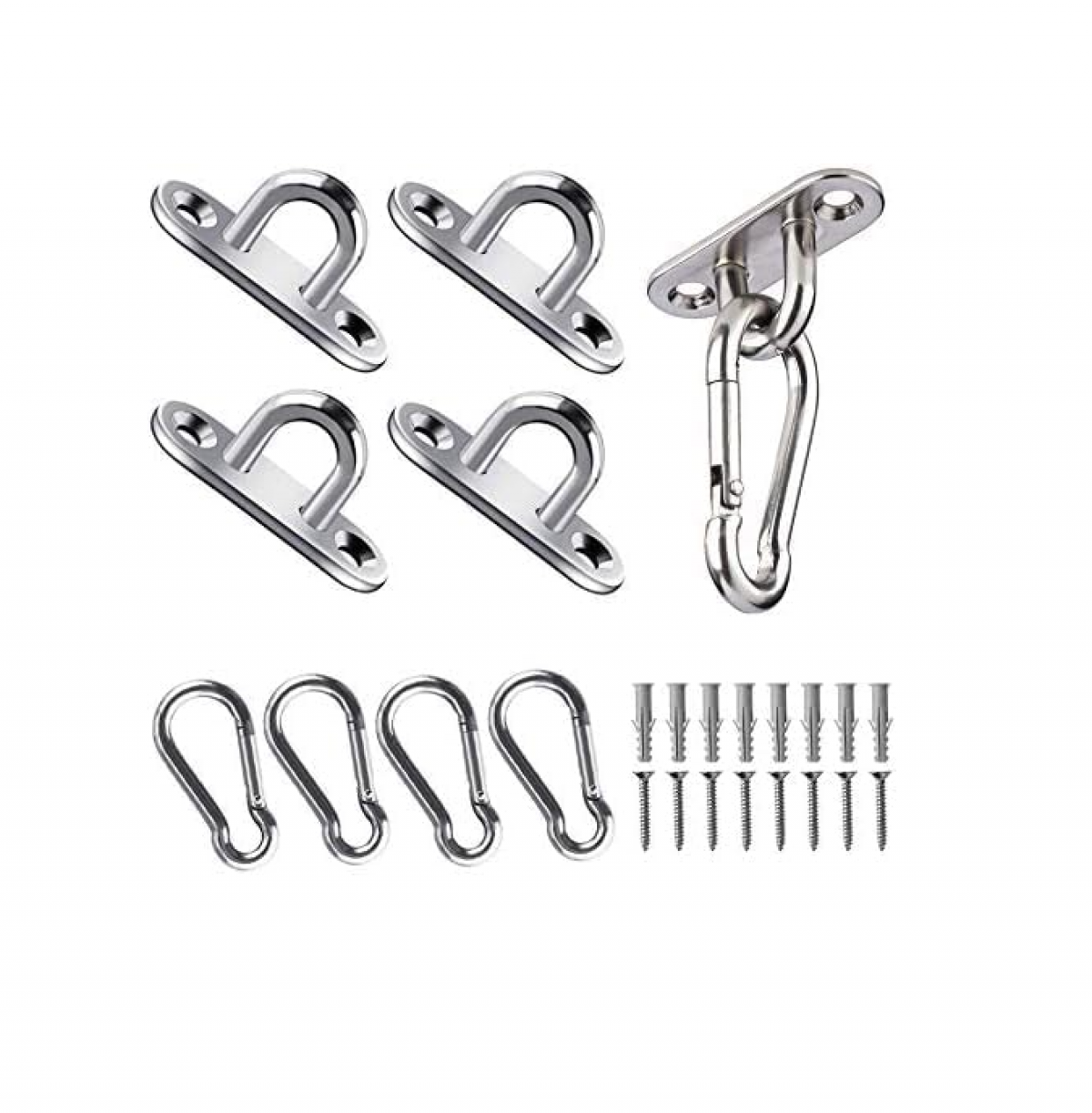 Kit De Suspension En Acier Inoxydable 304 Pour Hamac, Balançoire - Charge Jusqu'à 1000 Lbs - Avec Chevilles, Vis, Pour Plafond Béton/bois