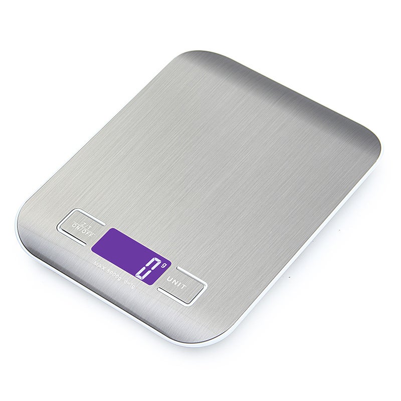 Inteligentna cyfrowa waga kuchenna z ekranem LCD, stal nierdzewna, 5 kg/11 funtów, wielofunkcyjna, kolor srebrny.
