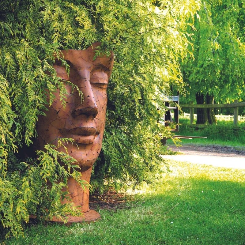 Statue visage métal mosaïque 108 cm - Brun - 3