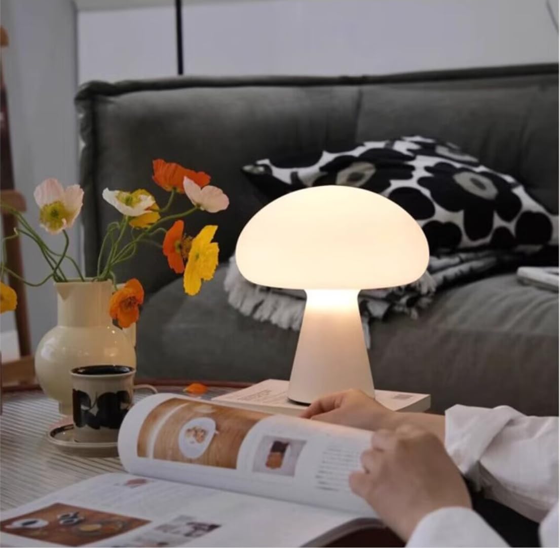 Lampe de chevet champignon sans fil, veilleuse champignon portable tricolore à intensité variable, rechargeable par USB - 6