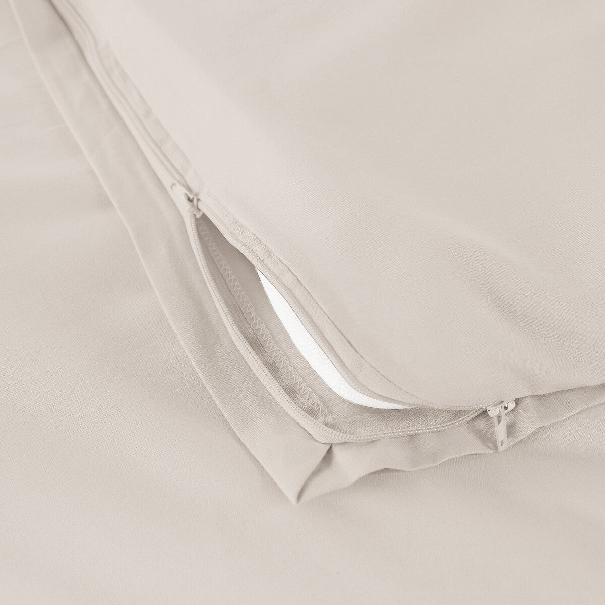 Housse de couette zippée, percale coton, Scénario - Beige clair - 240 x 220 cm - 4