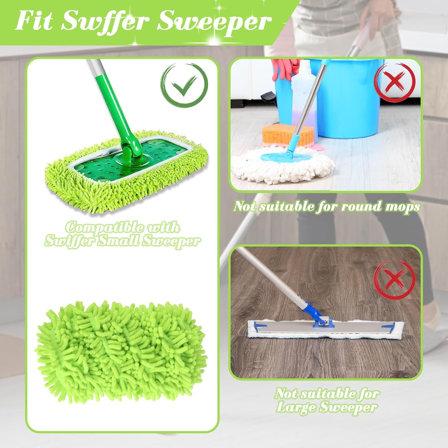 sztuki ściereczek z mikrofibry do mopa Swiffer Sweeper, wymienne nakładki do mopa parowego, wielokrotnego użytku zmywalne nakładki do mopa do podłóg z - 4