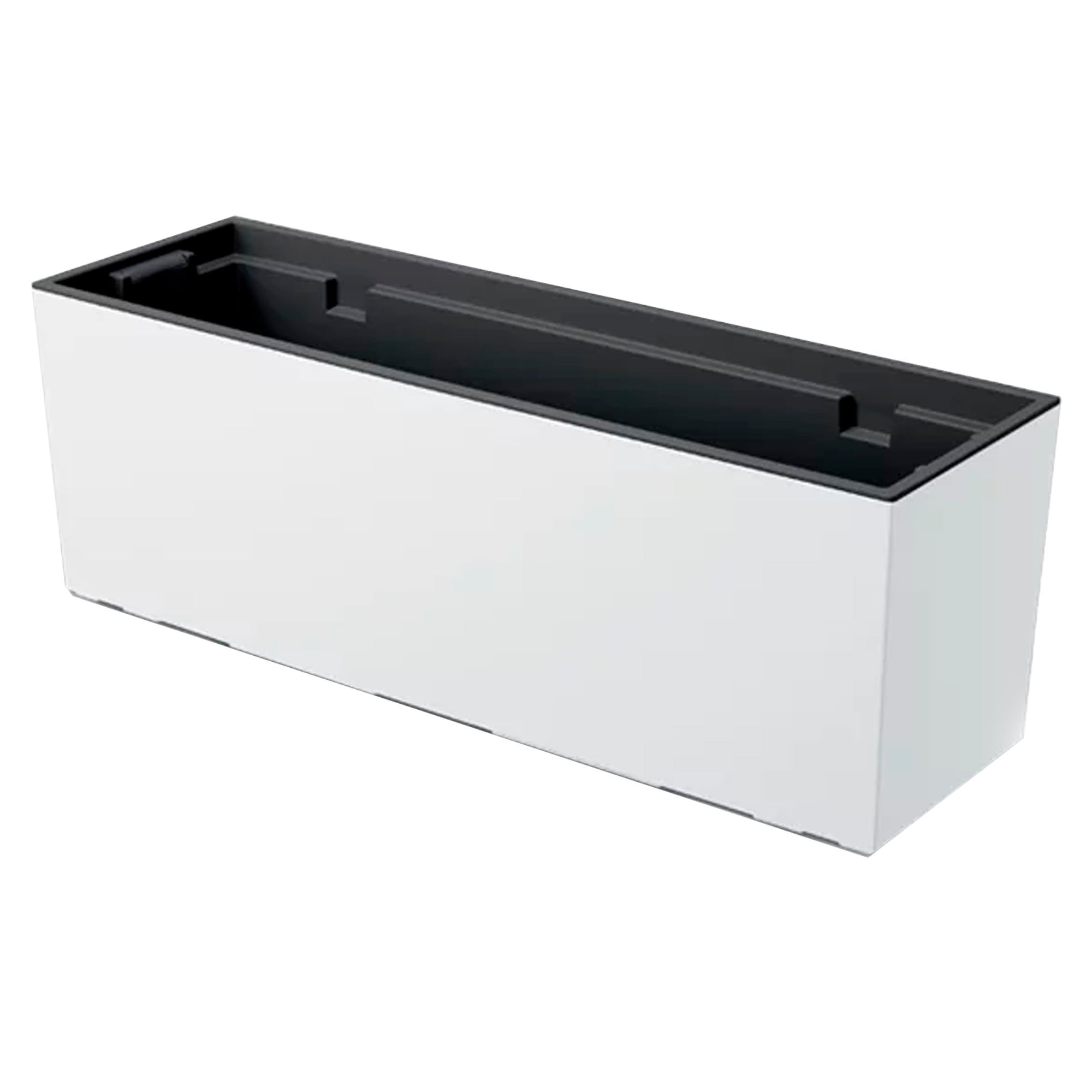 PAFEN 2 Jardineras Para Balcón Con Soportes, 492 X 172 X 174 Mm, Maceta Con Almacenamiento De Agua En Imitación De Ratán, Color Blanco