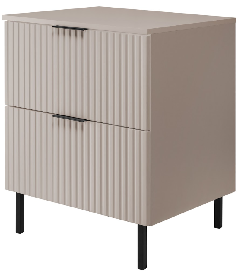 Szafka pod umywalkę z blatem FLOW 60 cm kaszmir 2 kolory uchwytów nóżki w zestawie ryflowane fronty