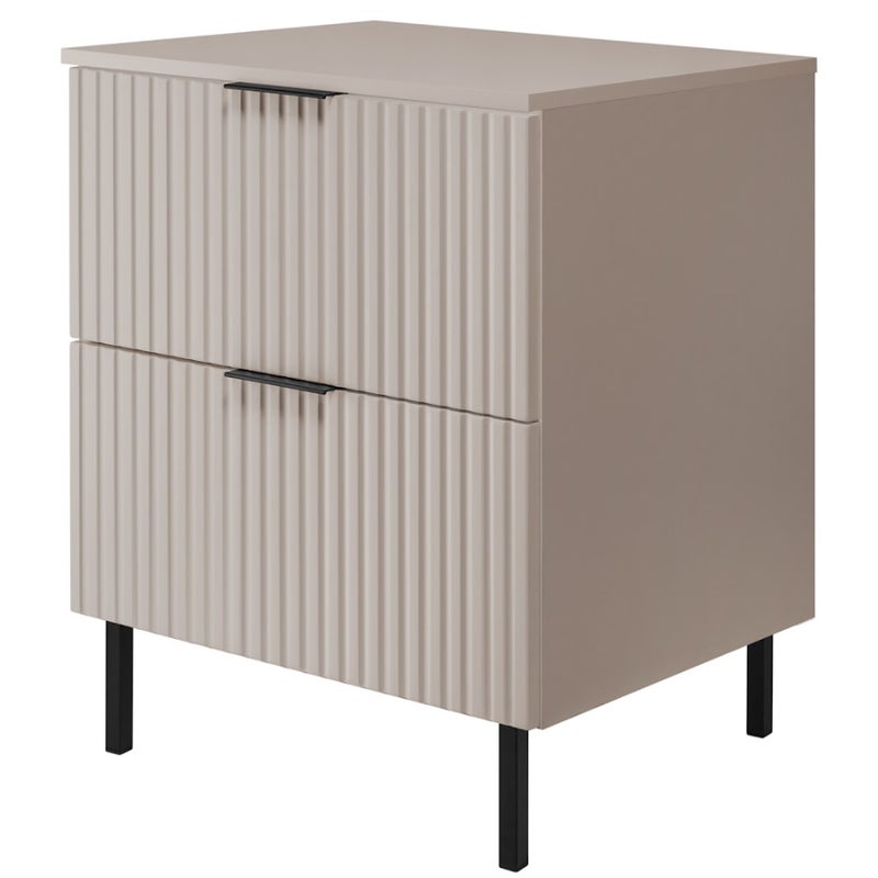 Szafka pod umywalkę z blatem FLOW 60 cm kaszmir 2 kolory uchwytów nóżki w zestawie ryflowane fronty