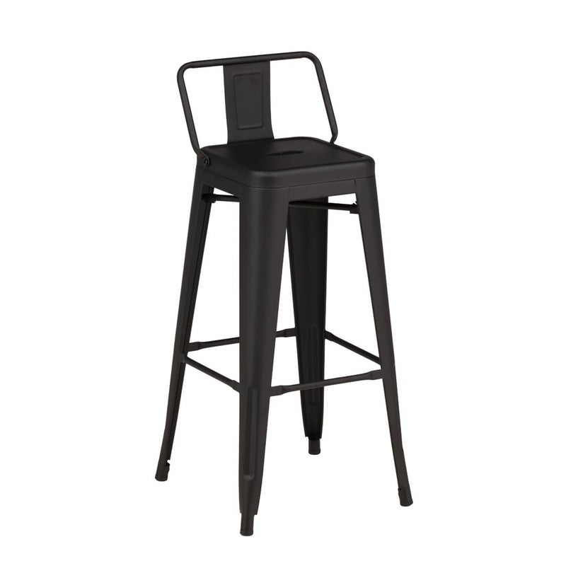 Tempe Flat stołek barowy z oparciem, metal czarny.
