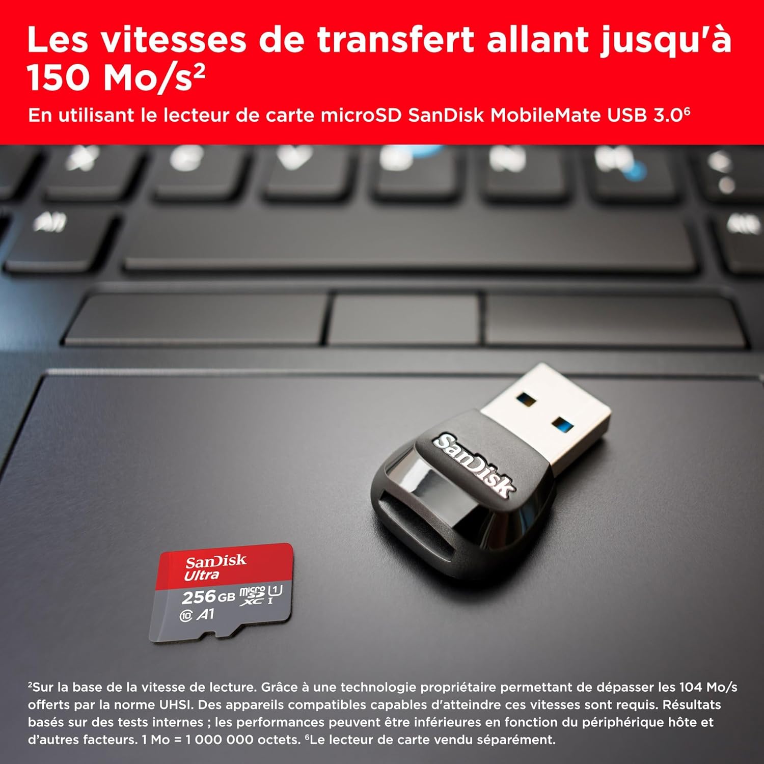 Carte microSD SanDisk Ultra microSDXC 256 Go + adaptateur SD pour téléphones portables, ordinateurs et enregistreurs de surveillance - 3