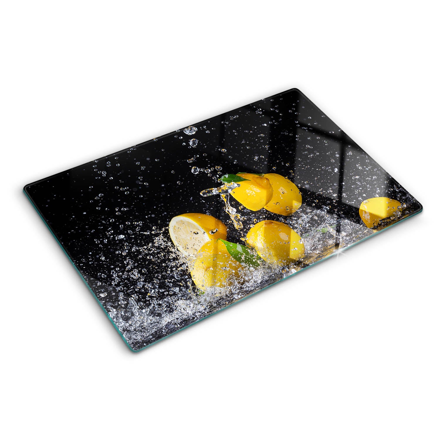 Szklana deska do krojenia Tulup Kształt prostokątny - 80x52 cm - Cytryny i woda
