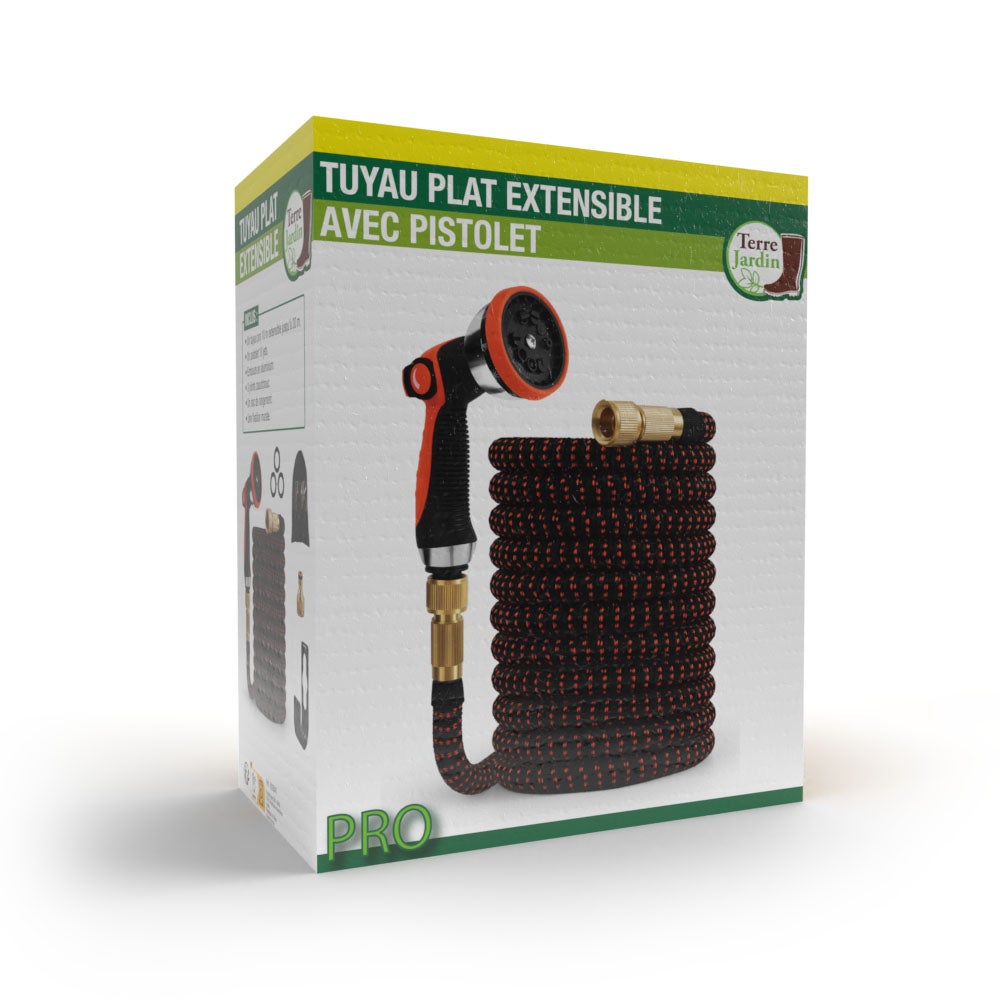 Tuyau d'arrosage extensible flexible avec pistolet 10 jets raccords ...