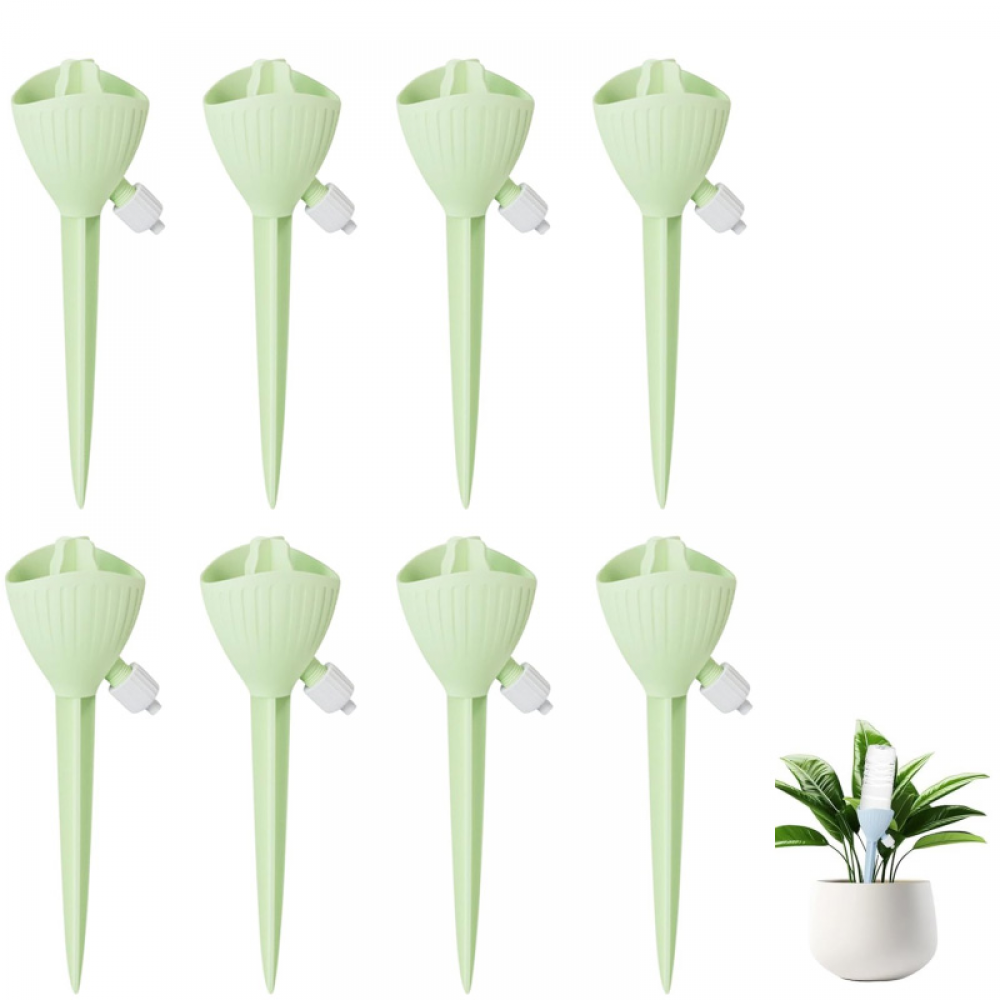Zestaw 8 zraszaczy do podlewania roślin doniczkowych, ogrodowych i kwiatów ogrodowych z regulowanym systemem nawadniania (zielony)