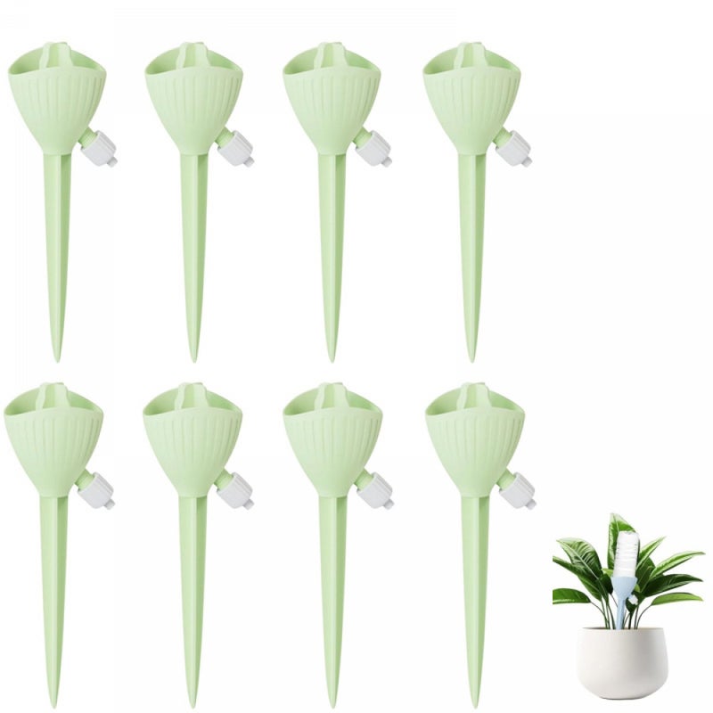 Zestaw 8 zraszaczy do podlewania roślin doniczkowych, ogrodowych i kwiatów ogrodowych z regulowanym systemem nawadniania (zielony)