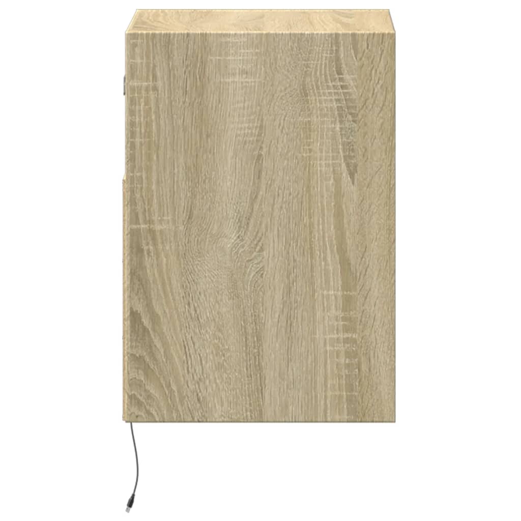 Mesa de cabeceira，Mesita de noche，Mesa Auxiliar de parede com luzes LED carvalho sonoma CFW236749 - 7