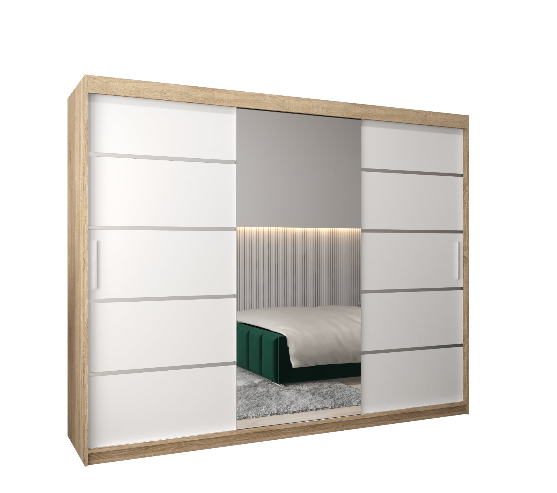 Szafa przesuwna garderoba Verona 2 250 x 62 x 200 cm Sonoma + Biały - Abiks Meble