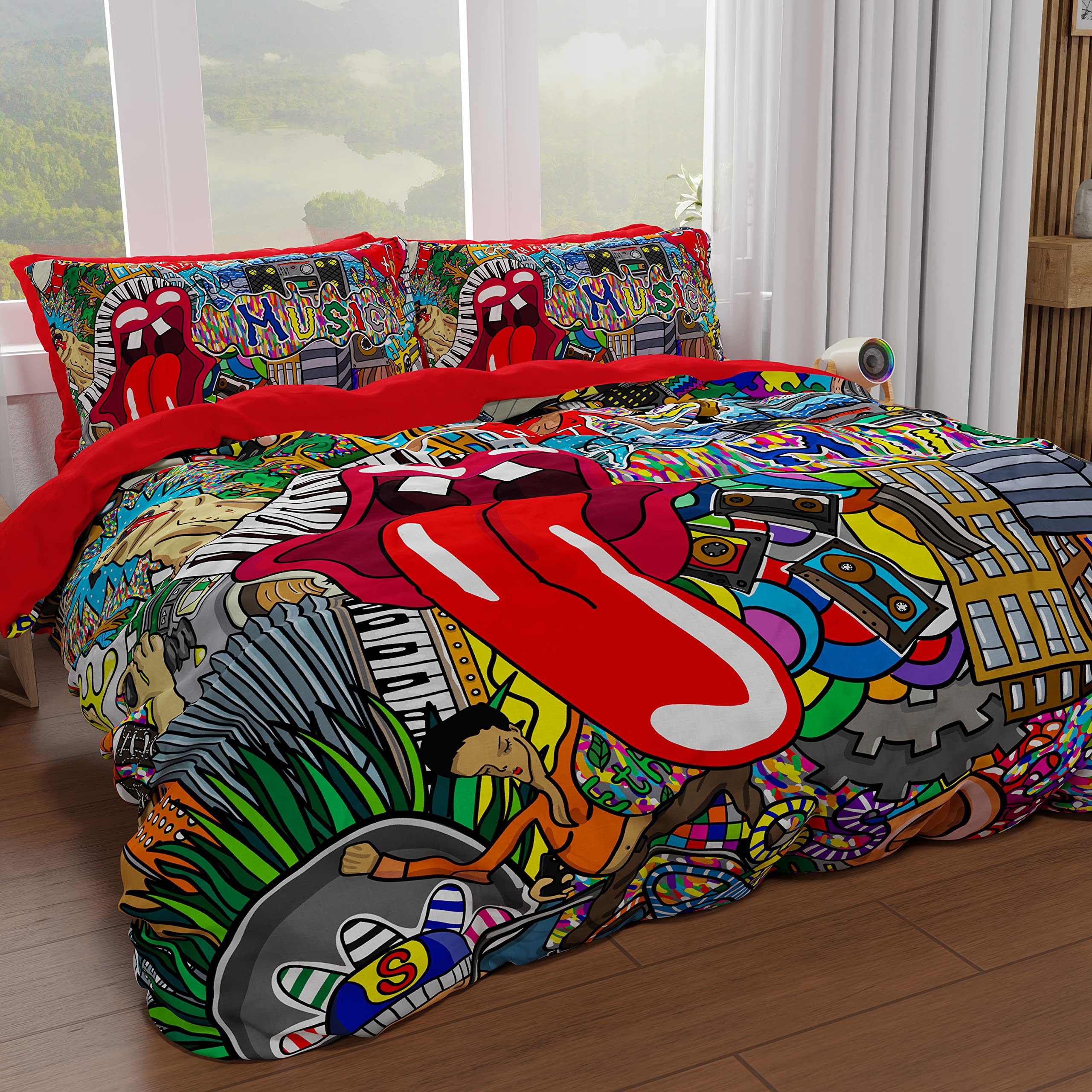 Jemiipee Set Copripiumino Floreale Letto Matrimoniale Motivo Foglie Di - Foto 7