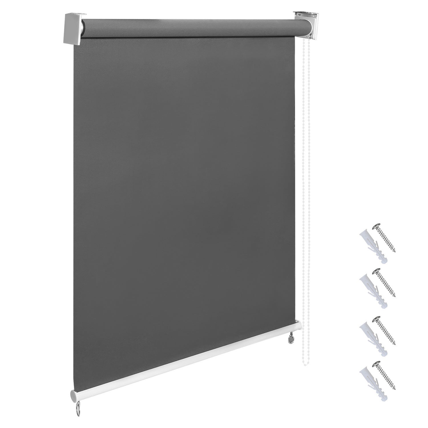 Roleta Pionowa Zewnętrzna 100x240 cm na Balkon i Taras Ochrona Przeciwsłoneczna Wodoodporna 80% Ciemnoszary