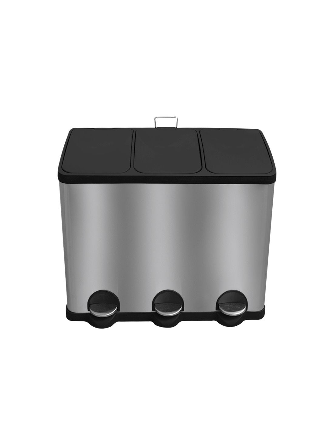 Cubo de Basura 60L con Pedal Triple Compartimento Separados para Reciclaje y Residuos Ideal para Cocinas y Oficinas 60 litros Plata Leroy Merlin